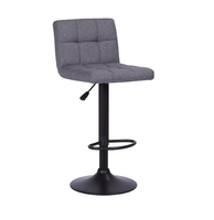 Tabouret de bar moderne en tissu et métal avec dossier, chaise de comptoir de cuisine pivotante hydraulique réglable en hauteur