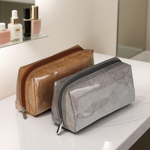 Hot <strong>Sale</strong> Easy Carry Small Dupont Paper <strong>Cosmetic</strong> Storage <strong>Bag</strong> Solid Color Square Zipper Makeup <strong>Bag</strong> - Product Image 3
