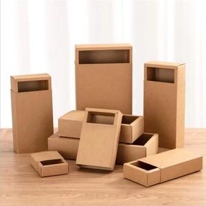 Bán buôn nhận được Kraft bao bì giấy tùy biến trượt ngăn kéo hộp với cửa sổ - Product Image 5