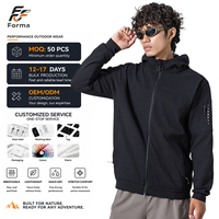 Veste softshell à capuche pour homme, légère, entièrement zippée, coupe-vent pour sports de plein air, trekking, logo personnalisé OEM ODM