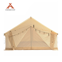 Tente de camping Kawagebo Kamp (KK) 16' x 14' pour glamping en plein air, structure en acier robuste, toile en coton Oxford, avec cheminée
