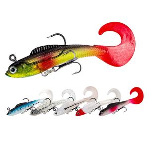 Groothandel 9Cm 9.5G Kunstmatig Zacht Plastic Visaas, Lood <span class=keywords><strong>Jig</strong></span> Hoofd Kunstaas Drievoudige Haak Lokken - Product Image 1