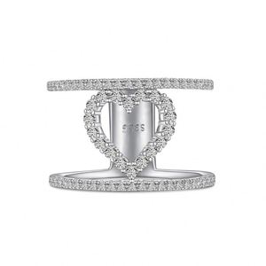 Anillo de Joyería Fina Dylam Personalizado, Delicado, de Plata de Ley Maciza, Hipoalergénico, Antideslustre, de Doble Capa, con Forma de Corazón Hueco - Product Image 1