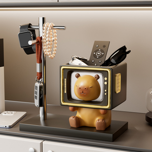 Organisateur de clés rétro en forme de téléviseur avec crochets, décoration Capybara pour entrée, porte d'entrée, salon, cadeau de pendaison de crémaillère - Product Image 3