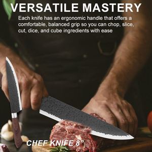 8-Piece Professional Chef Cooking <b>Knives</b> <b>Set</b> High Carbon Stainless Steel <b>Sharp</b> Rust Resistant Kitchen <b>Knife</b> with Sharpening - Product Image 4