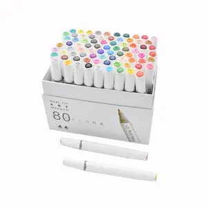 Wholesale Art Color Marker Pens, 80 Colors Fabric Paint Markers Set, Colored Alcohol Dual Tip Marker with Oxford Bags