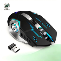 Souris de jeu sans fil 2,4 GHz USB optique LED à réponse rapide, rechargeable, 1600 dpi, 7 boutons, rétroéclairée, pour gamers (vente en gros)