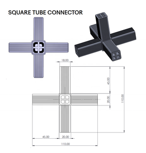 Conector de tubo cuadrado 20mm 25mm 30mm conector de plástico 2 vías <span class=keywords><strong>3</strong></span> vías 90 ángulo esquina tubo recto conector junta para aluminio - Product Image 5