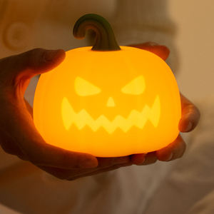 funny gift USB Rechargeable Portable Silicone Halloween Pumpkin Lamp Jack O Lantern Kid LED Night <b>Light</b> for Bedroom - Product Image 2
