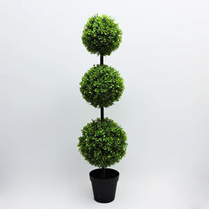 Bola de hierba de boj verde bonsái BOLA DE topiario artificial plantas Bola de hierba en maceta de plástico adornos de jardín - Product Image 2