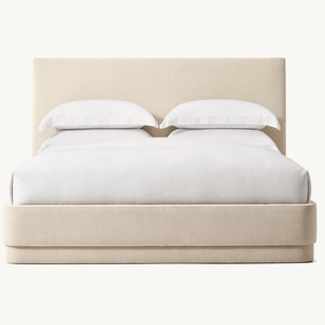 RH MULHOLLAND LIT À PANNEAU EN TISSU ENTIÈREMENT REMBOURRÉ Cadre de lit de luxe <span class=keywords><strong>King</strong></span> Size avec tête de lit en tissu beige Mobilier de chambre à coucher moderne - Product Image 4