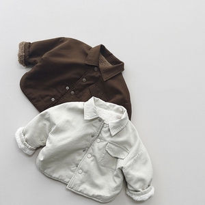 Automne hiver enfants filles garçons <span class=keywords><strong>Sherpa</strong></span> polaire épaissir chaud des deux côtés solide doux rétro manteau enfants veste - Product Image 2