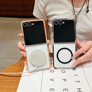 Étui de téléphone magnétique transparent en TPU PC à motif diamant, anti-jaunissement, antichoc pour Samsung Z Flip 8 7 6 Motorola, compatible avec la charge sans fil - Product Image 1