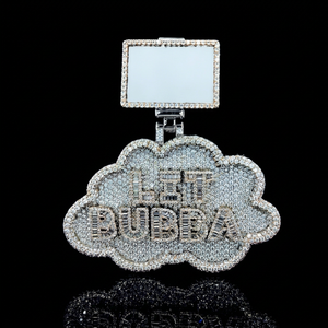 Colgante IceQ Jewellery Let Bubba de Plata 925 con Moissanita de Corte Brillante Redondo, Amuleto Hiphop Unisex, Regalo con Forma de Letra para Fiesta - Product Image 1