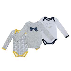 Proveedor Chino de Bodys de Manga Larga con Botones a Presión Unisex, 100% Algodón, Ropa para Bebés - Product Image 1