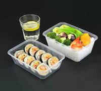 Boîte d'emballage rectangulaire jetable écologique pour plats à emporter, boîte à lunch, vaisselle transparente pour la restauration rapide avec couvercle, multi-spécifications