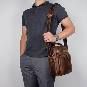 Brown Handmade Cowhide New Leisure Vintage Leather Satchel Bag Briefcase Casual Single Shoulder Men's Messenger Bags