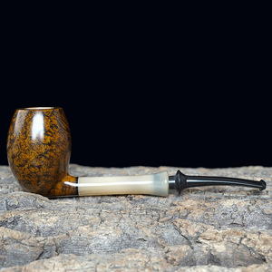 MUXIANG Briarwood Smoking Pipe Bent Shape With Horn Stem And Tulip Bowl Solid Wood 3mm Filter Men's Tobacco Pipe - Product Image 2