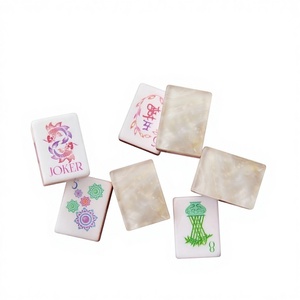 Mahjong Americano Azul Personalizado - Diseño Tallado 160 - Fichas con Brillo Perlado, Juego de Acrílico de Lujo de 4 Capas para Venta al por Mayor - Product Image 2