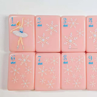 Tuiles de Mahjong Américaines de Luxe Pliables en Acrylique Rose Motif Casse-Noisette pour Fêtes entre Amis et Loisirs – Vente en Gros