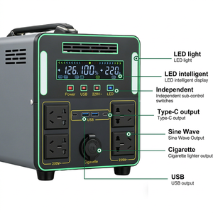 สถานีไฟฟ้าพกพา 220V แบตเตอรี่ LiFePO4 สำหรับเก็บพลังงานกลางแจ้ง ใช้สำหรับตั้งแคมป์ รถยนต์ และสำรองไฟบ้าน - Product Image 5