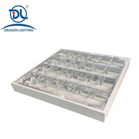 Lampe de plafond à grille T8, prix direct usine, 4x8W, forme rectangulaire, avec grille à lamelles, luminaire fluorescent