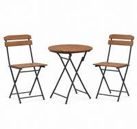 Ensemble de conversation d'extérieur pour porche et cour, ensemble de salle à manger bistro rond avec surface à lattes, gain de place pour condo et espaces extérieurs étroits