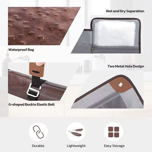 Organisateur de cosmétiques de voyage pliable imperméable en PU, vintage, suspendu, roulant, portable, pour salle de bain en plein air, camping, maquillage - Product Image 3