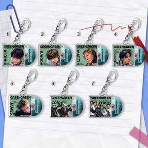 Porte-clés CD de l'album <span class=keywords><strong>GREENGREEN</strong></span> 2ème EP de Cortis, porte-clés créatif, souvenir pour fans, breloques de sac en acrylique, vente en gros - Product Image 3
