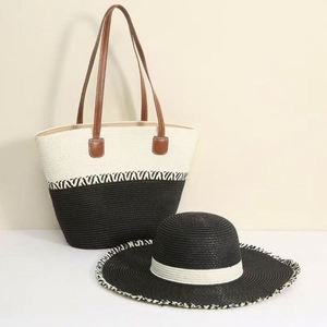 Hot Selling Seaside Summer Holiday Straw Tote <b>Bag</b> <b>Hat</b> Set 2 Pcs Zipper Closure Travel Women Handmade Woven Beach <b>Bag</b> - Product Image 5