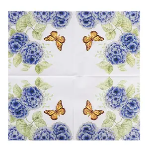 Party Products Art Paper Towel Color Butterfly Personalized Private Custom Napkin Paper