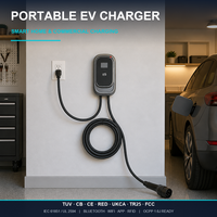 Cargador Portátil para Vehículos Eléctricos, para Viajes, Carga de Emergencia en Carretera, Tipo 2, Pantalla LCD, IP67, Temporizador de 8 Horas, Enchufe UK, Schuko, AU, Suizo