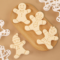 Emporte-pièce en plastique pour biscuits de Noël, bonbons, pâte à modeler, en forme de bonhomme en pain d'épices, emporte-pièce 3D en relief.