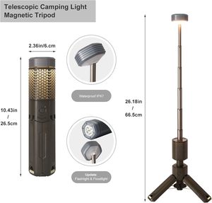 Đèn cắm trại dạng ống lồng Đèn lồng cắm trại Đèn led làm việc có thể sạc lại có chân đế Đèn pin di động để đi bộ, cắm trại, câu cá - Product Image 4
