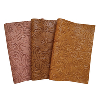 Tissu en similicuir à motif floral vintage, cuir synthétique gaufré pour nœuds, boucles d'oreilles, projets de bricolage