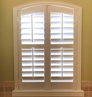 Volets de plantation en tilleul naturel Volets de forme ovale en PVC imperméable en faux bois pour fenêtres et portes