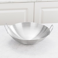 Grand pot commercial 30cm-80cm Wok en acier inoxydable transfrontalier avec double oreille manche en bois fond épaissi