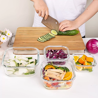 Boîtes de conservation alimentaire en verre OWNSWING, compatibles micro-ondes, avec couvercles à fermeture hermétique, boîte à bento compartimentée, récipients réutilisables pour la préparation des repas