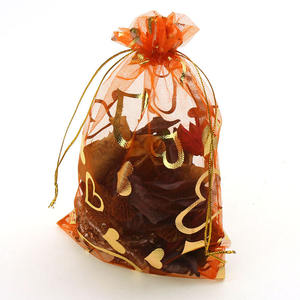 7X9Cm Petit Stock Prêt Expédition Chaud Or Impression Coeur Mousseline Ramadan Kareem Cordon Bijoux Emballage Sacs Avec Logo - Product Image 5