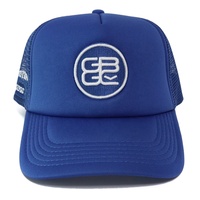 Gorra de red de béisbol para hombre de tela de espuma de alta calidad azul oscuro de verano, 5 paneles, se pueden personalizar con logotipo, gorra de camión deportivo