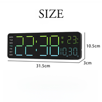 Digitale Wanduhr mit Fernbedienung, RGB-Ambientebeleuchtung, Dekorativem Thermometer, Ewiger Kalender, Countdown-Timer, Zwei Alarmen, Moderne Uhr