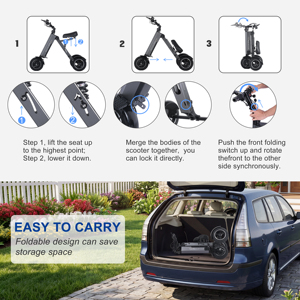 MOOJAY ET50 Elektrikli Katlanabilir Açık Tip Güçlü Üç Tekerlekli Bisiklet Çıkarılabilir 7.8AH Pil Geri Vites Fonksiyonu Anahtarlı Kilit Güvenli ve Dengeli Sürüş - Product Image 4