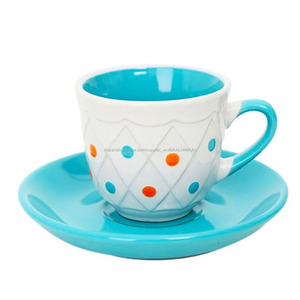 Punto de la onda a granel de café de cerámica taza de té y platillo dulce de cerámica café tazas - Product Image 2