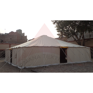 Center Pole Canvas <b>Tent</b> with Fire Exhaust 4 Doors 4 Windows and Heavy Duty Triple Layer Fabric for Outdoor Use ShelterPro - Product Image 5