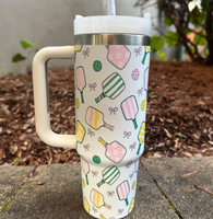 Tasse de voyage isotherme personnalisée en acier inoxydable de 40 oz pour les amateurs de pickleball, écologique et grande capacité