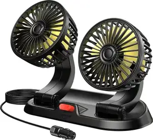 Dual dashboard car fan heads 12V 24V truck air fan universal USB interior accessories 12 volt fan rv suv 2023 new