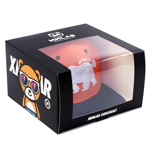 <span class=keywords><strong>Caja</strong></span> cuadrada de papel de regalo con impresión de logotipo personalizado, gorra de béisbol barata, Snapback, embalaje con ventana transparente de PVC - Product Image 1