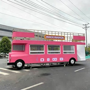 Camión de Comida Metálico Clásico Vintage de Dos Pisos, Remolque de Comida Móvil para Barbacoa, Camión de Helados, <span class=keywords><strong>Caravana</strong></span> de Comida con Cocina - Product Image 4