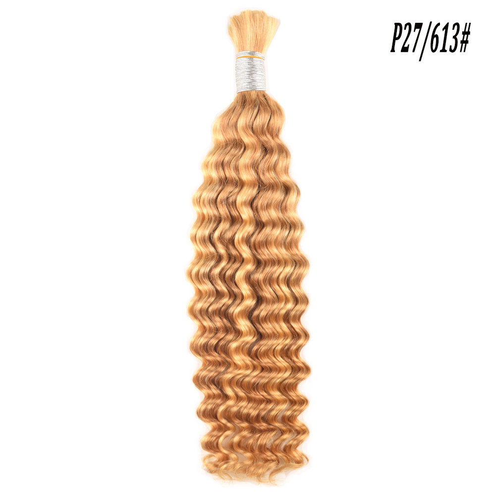 Wholesale Remy Blonde Raw INDIAN Curly Super Double Machine Weft Natural Crochet Deep Wave Bulk Human Hair Bundles Braiding Detail Section 9