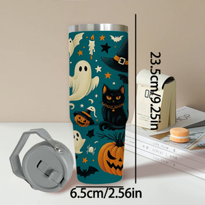 Vaso Térmico Portátil de Acero Inoxidable Duradero de 30 oz con Diseño de Fantasma y Calabaza de Halloween, Envío Gratuito a EE. UU. - Product Image 3